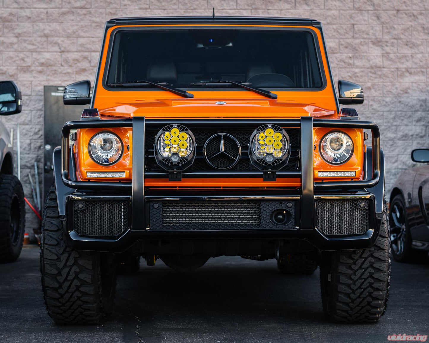 Mercedes-Benz G-Class W463 Brush Guard Light Bracket Kit w/Baja Designs Amber Lens LP4 Pro LED Driving/Combo Pair VR-GW463-910-297813