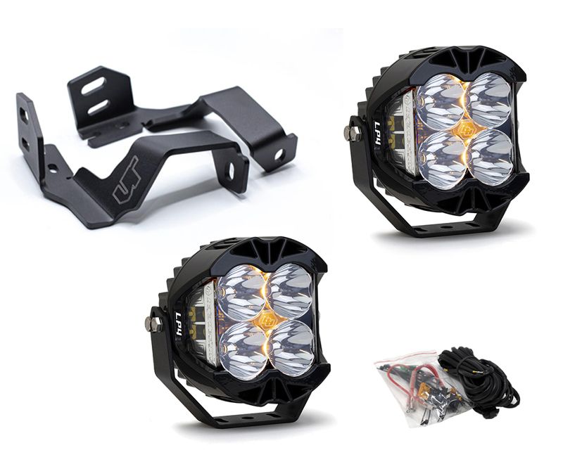 Ford F-250 | F-350 2017-2020 A-Pillar Light Bracket Kit w/Baja Designs Spot Clear Lens LP4 Pro LED Pair VR-F250-915-297801