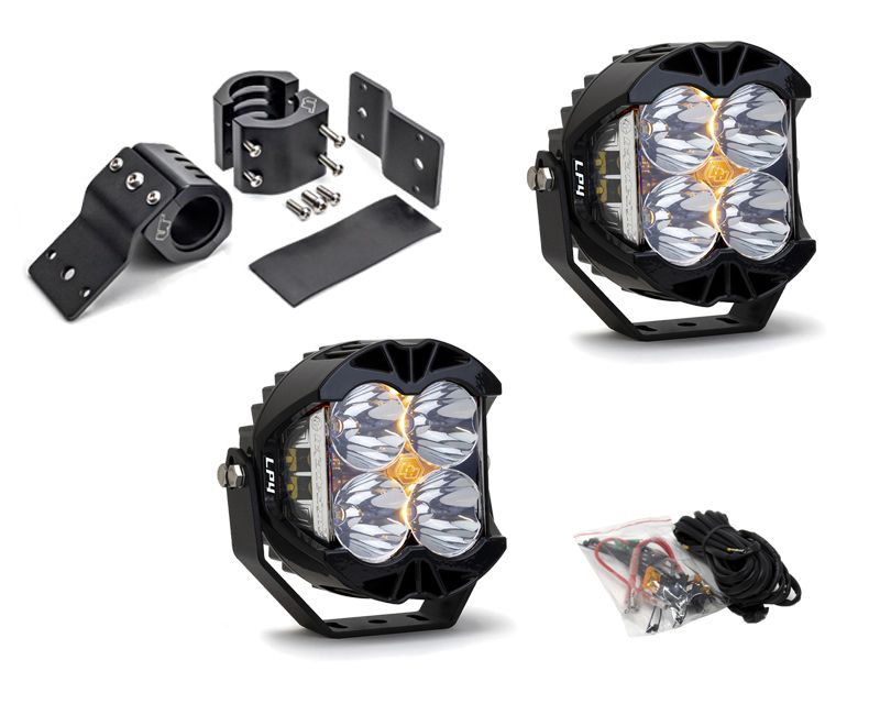 Mercedes-Benz G-Class W463 Brush Guard Light Bracket Kit w/Baja Designs Spot Clear Lens LP4 Pro LED Pair VR-GW463-910-297801