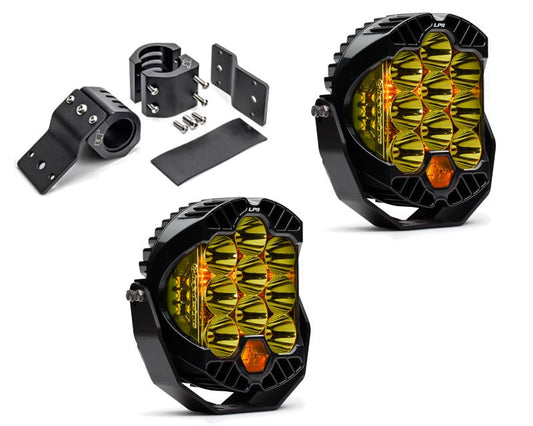 Mercedes-Benz G-Class W463 Brush Guard Light Bracket Kit w/Baja Designs High Speed Spot Pattern Amber LP9 Racer Edition Series LED VR-GW463-910-330011