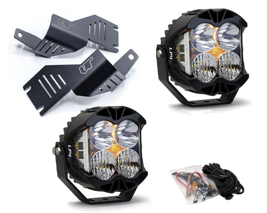 Mercedes-Benz G-Class W463 A-Pillar Light Bracket Kit w/Baja Designs Clear Lens LP4 Pro LED Driving/Combo Pair VR-GW463-915-297803