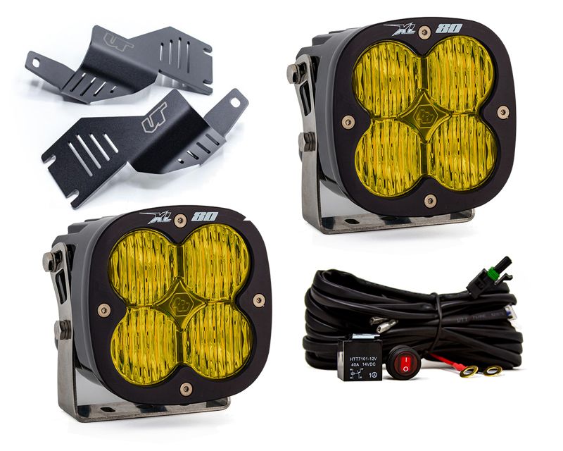 Mercedes-Benz G-Class W463 A-Pillar Light Bracket Kit w/Baja Designs Amber Lens Wide Cornering Pattern XL80 Series LED VR-GW463-915-677815