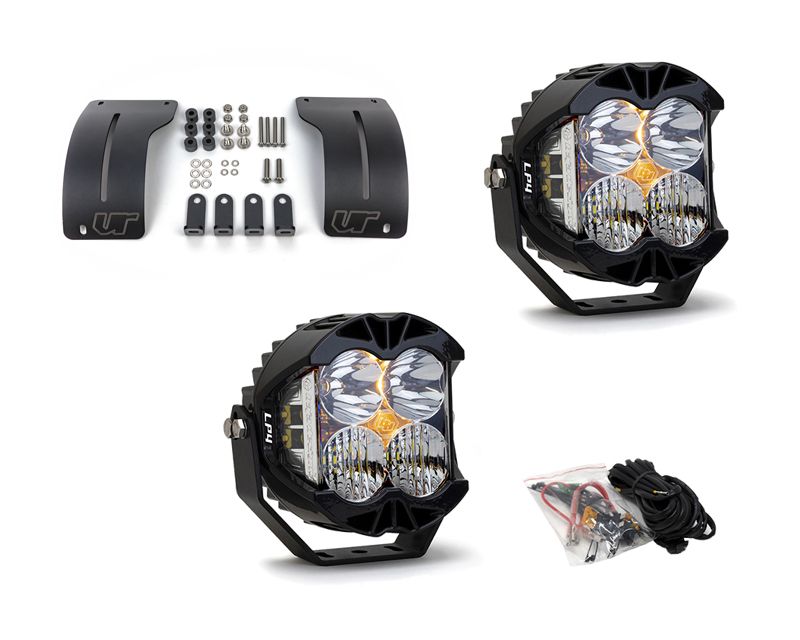 Jeep Wrangler JL | Gladiator JT 2018+ A-Pillar Adjustable Light Bracket Kit w/Baja Designs Clear Lens LP4 Pro LED Driving/Combo Pair VR-JEEP-915-297803