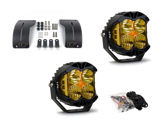 Jeep Wrangler JL | Gladiator JT 2018+ A-Pillar Adjustable Light Bracket Kit w/Baja Designs Amber Lens LP4 Pro LED Driving/Combo PairVR-JEEP-915-297813