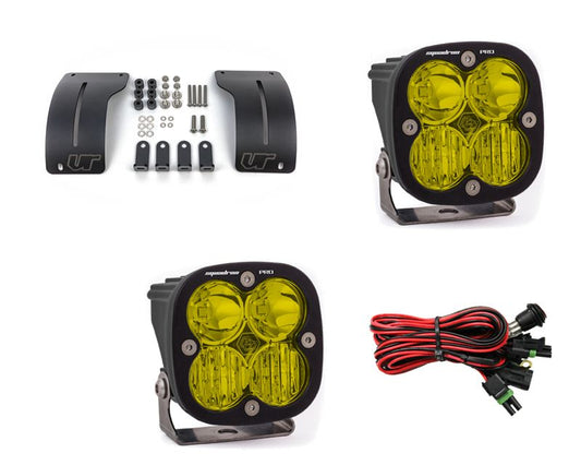 Gladiator JT 2018+ A-Pillar Adjustable Light Bracket Kit w/Baja Designs Amber Lens Driving Squadron Pro Series LED VR-JEEP-915-497813