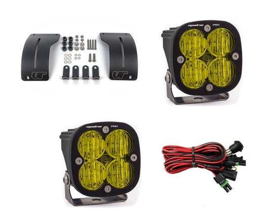 Gladiator JT 2018+ A-Pillar Adjustable Light Bracket Kit w/Baja Designs Amber Lens Wide Squadron Pro Series LED VR-JEEP-915-497815