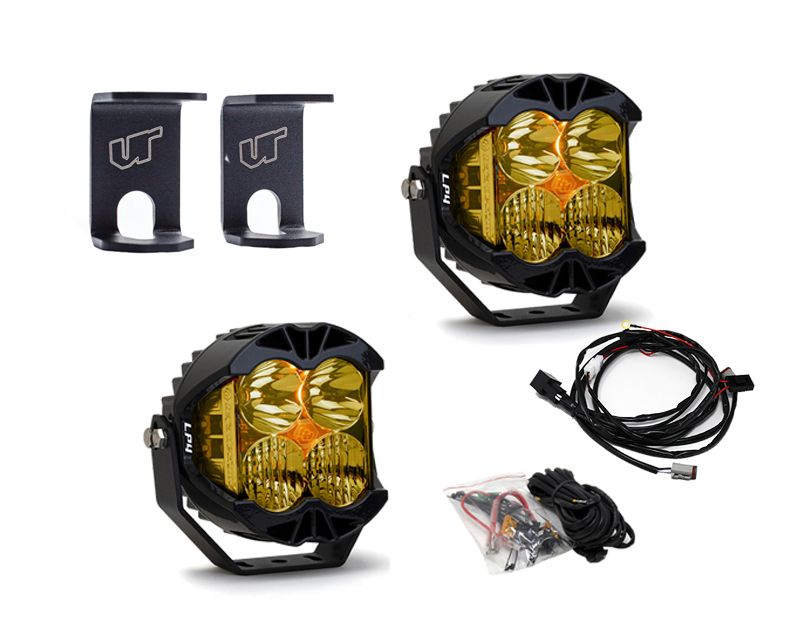 Ram 1500 2009-2021 A-Pillar Light Bracket Kit w/Baja Designs Amber Lens LP4 Pro LED Driving/Combo Pair VR-RAM-915-297813