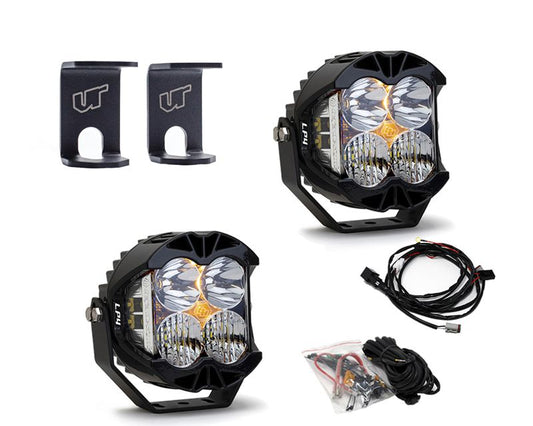 Ram 1500 2009-2021 A-Pillar Light Bracket Kit w/Baja Designs Clear Lens LP4 Pro LED Driving/Combo Pair VR-RAM-915-279803