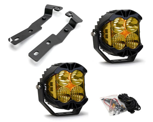 Toyota Tacoma 2016-2021 A-Pillar Light Bracket Kit w/Baja Designs Amber Lens LP4 Pro LED Driving/Combo Pair