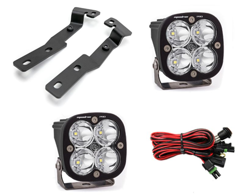 Toyota Tacoma 2016-2021 A-Pillar Light Bracket Kit w/Baja Designs Squadron Pro Series Spot Pattern LED Light Pods Pair