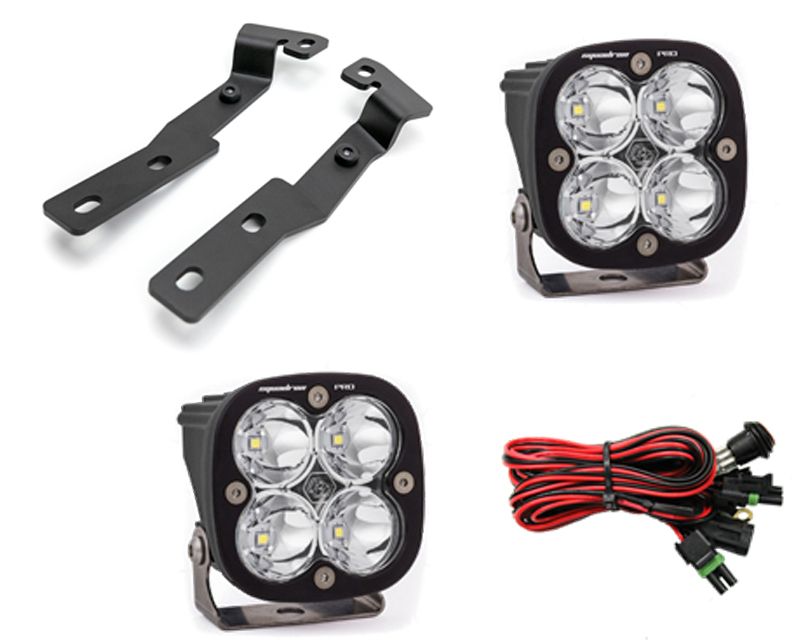 Toyota Tacoma 2016-2021 A-Pillar Light Bracket Kit w/Baja Designs Squadron Pro Series Work/Scene Pattern LED Light Pods Pair