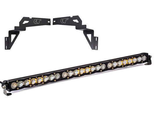 Toyota Tundra 2014-2021 Lower Bumper Light Bar Bracket w/Baja Designs 30 Inch Driving Combo Pattern S8 Series LED Light Bar
