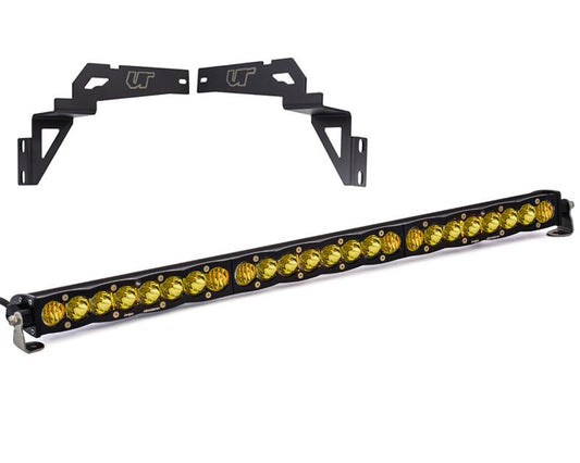 Toyota Tundra 2014-2021 Lower Bumper Light Bar Bracket w/Baja Designs 30 Inch Amber Driving Combo Pattern S8 Series LED Light Bar