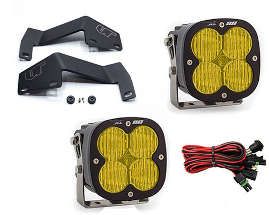 Toyota Tundra 2014-2021 A-Pillar Light Bracket Kit w/Baja Designs Amber Lens Wide Cornering Pattern XL80 Series LED Light Pods Pair Toyota Tundra 2007-2021