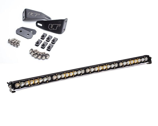 Toyota Tundra 2014-2021 Hood Grill Light Bar Bracket w/Baja Designs 40 Inch Driving Combo Pattern S8 Series LED Light Bar