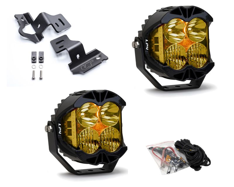 A-Pillar Light Bracket Kit w/Baja Designs Amber Lens LP4 Pro LED Driving/Combo Pair VR-GMC-915-297813
