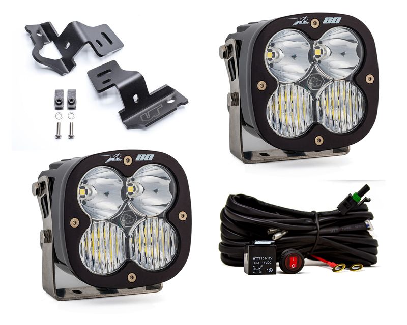 A-Pillar Light Bracket Kit w/Baja Designs Driving Combo Pattern XL80 Series LED Light Pods Pair VR-GMC-915-677803