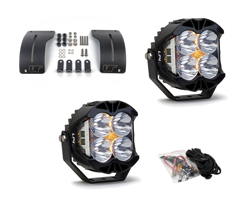 Jeep Wrangler JL | Gladiator JT 2018+ A-Pillar Adjustable Light Bracket Kit w/Baja Designs Spot Clear Lens LP4 Pro LED Pair VR-JEEP-915-297801