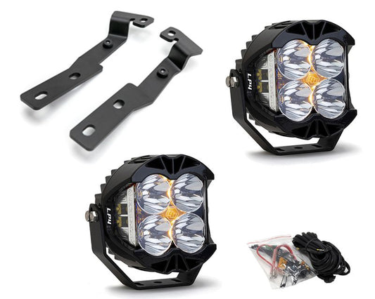 Toyota Tacoma 2016-2021 A-Pillar Light Bracket Kit w/Baja Designs Spot Clear Lens LP4 Pro LED Pair