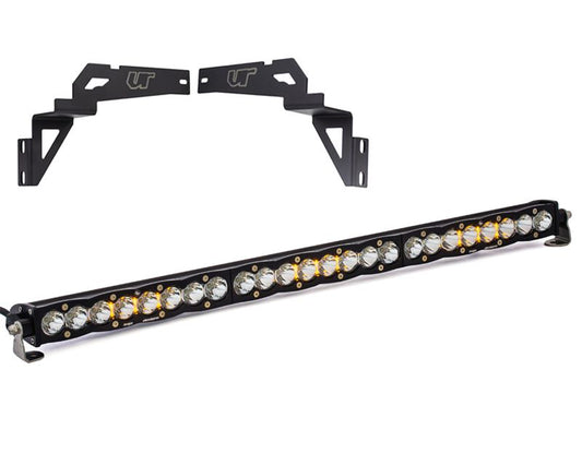 Toyota Tundra 2014-2021 Lower Bumper Light Bar Bracket w/Baja Designs 30 Inch Work/Scene Pattern S8 Series LED Light Bar